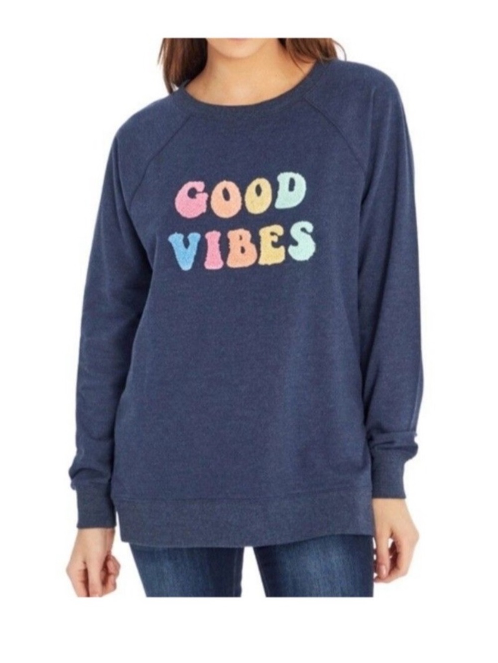 Wildfox Colorful Good Vibes Pullover Sweatshirt Small